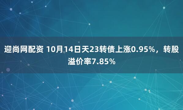 迎尚网配资 10月14日天23转债上涨0.95%，转股溢价率7.85%